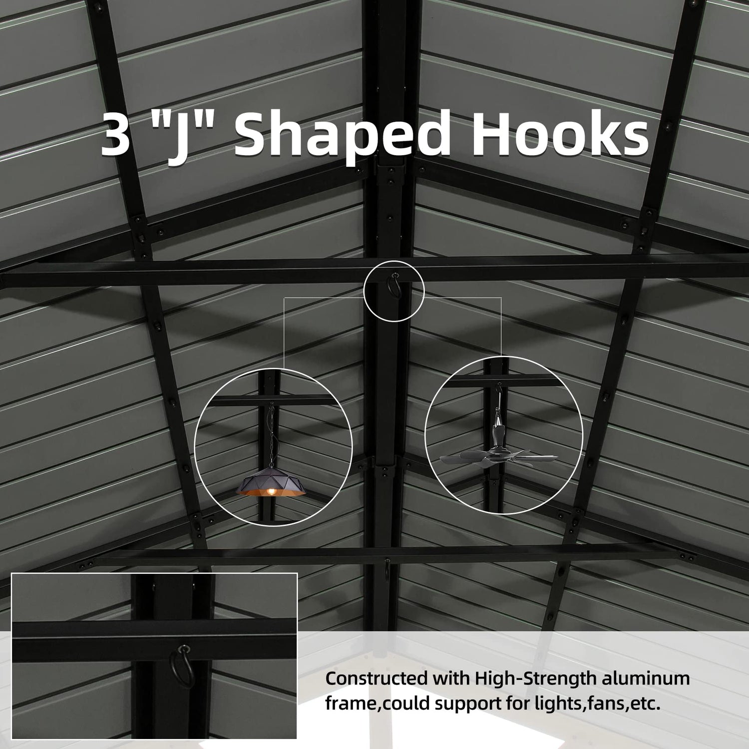 Domi 12’x14’ Hardtop Gazebo Outdoor Aluminum Gazebo with Galvanized Steel Gable Roof for Lawn and Garden(Wood-Looking) domi outdoor living