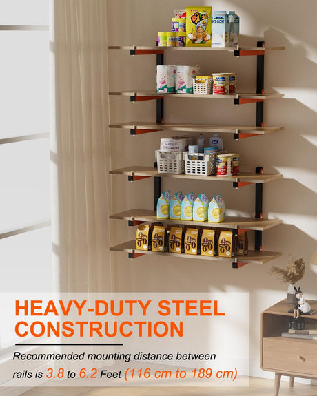 Acools Lumber Storage Rack, Lumber Rack Wall Mount, Heavy Duty Wood Storage Racks with 9-Level System, 1080 lb Durable Garage Wood Organizer, Orange Acools