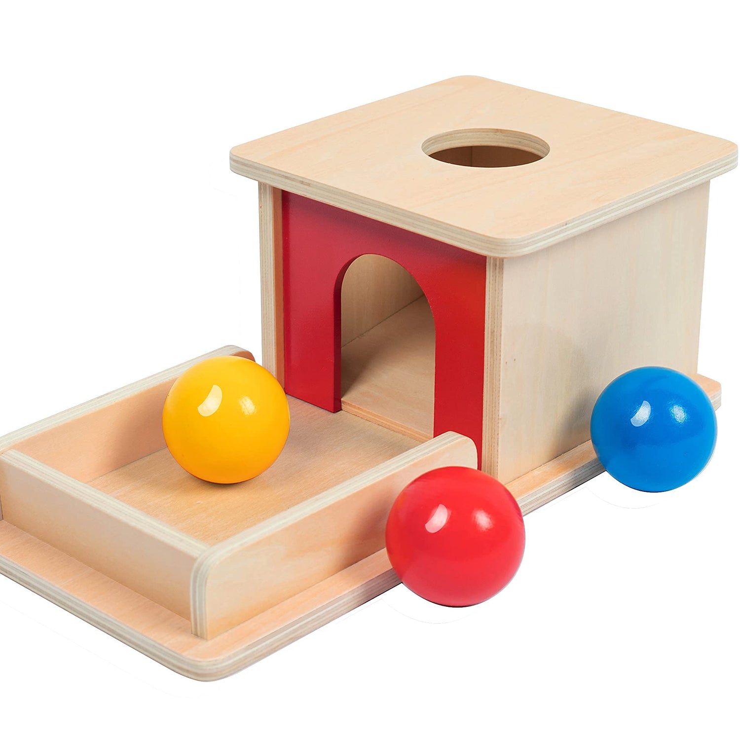 Adena Montessori Full Size Object Permanence Box with Tray Three Balls Montessori Toys for 6-12 Month Infant 1 Year Old Babies Toddlers Adena Montessori