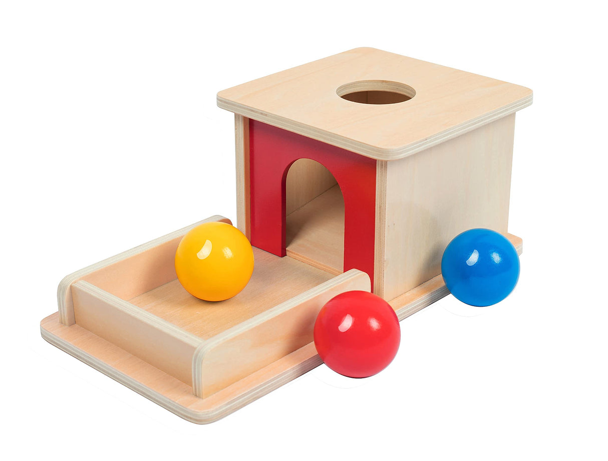 Adena Montessori Full Size Object Permanence Box with Tray Three Balls Montessori Toys for 6-12 Month Infant 1 Year Old Babies Toddlers Adena Montessori