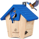 Kingsyard Wooden Bluebird House, Bird House with Predator Guard, Nesting Box Birdhouse for Outside Wild Bird Watching, Royal Blue Kingsyard