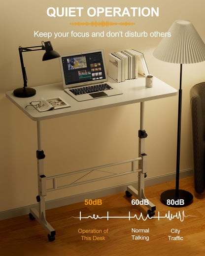 Small Standing Desk Adjustable Height, Mobile Stand Up Desk with Wheels, 32 Inch Portable Rolling Desk Small Computer Desk, Portable Laptop Desk - WoodArtSupply