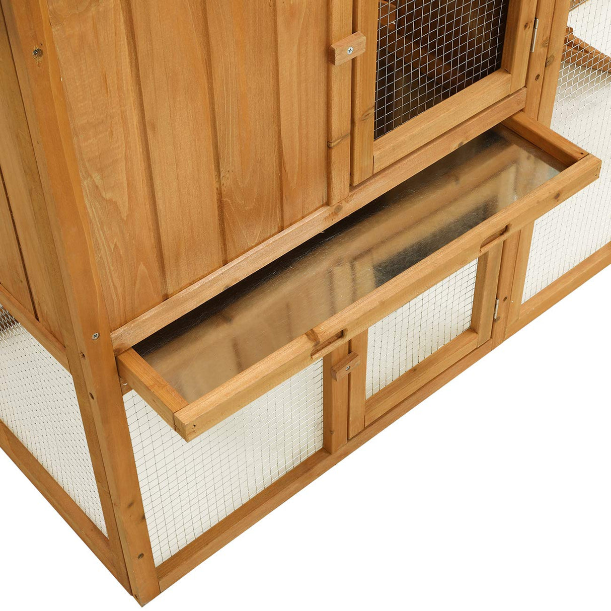 Ogrmar Chicken Coop Large Wooden Outdoor Bunny Rabbit Hutch Hen Cage with Ventilation Door, Removable Tray & Ramp Garden Backyard Pet House Chicken Ogrmar