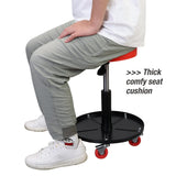 BIG RED ATRHL6201R Torin Heavy Duty Rolling Pneumatic Creeper Garage/Shop Seat: Padded Adjustable Mechanic Stool with Tool Tray Storage, Red BIG RED