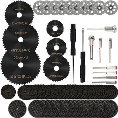 Cutting Discs Wheel Set for Dremel Rotary Tool Accessories, HSS Circular Saw Blades Diamond Resin Cutting Wheel Kit with 1/8" Mandrels for Wood IELEK
