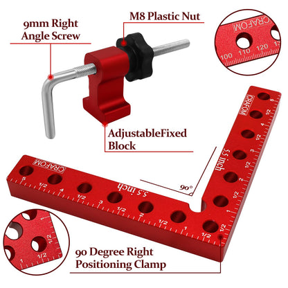 CRAFOM 90 Degree Corner Clamping Squares, Positioning Squares Set of 4 (3" 5.5"), wood working tools, Aluminum Alloy Right Angle clamp,Corner Clamps - WoodArtSupply