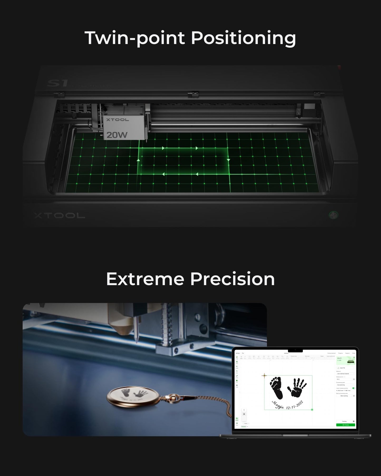 xTool S1 20w Enclosed Diode Laser Engraver and Cutter Includes xTool Smoke Purifier(99.97% Smoke Removal), Smart Air Assist, and Honeycomb Panel, - WoodArtSupply