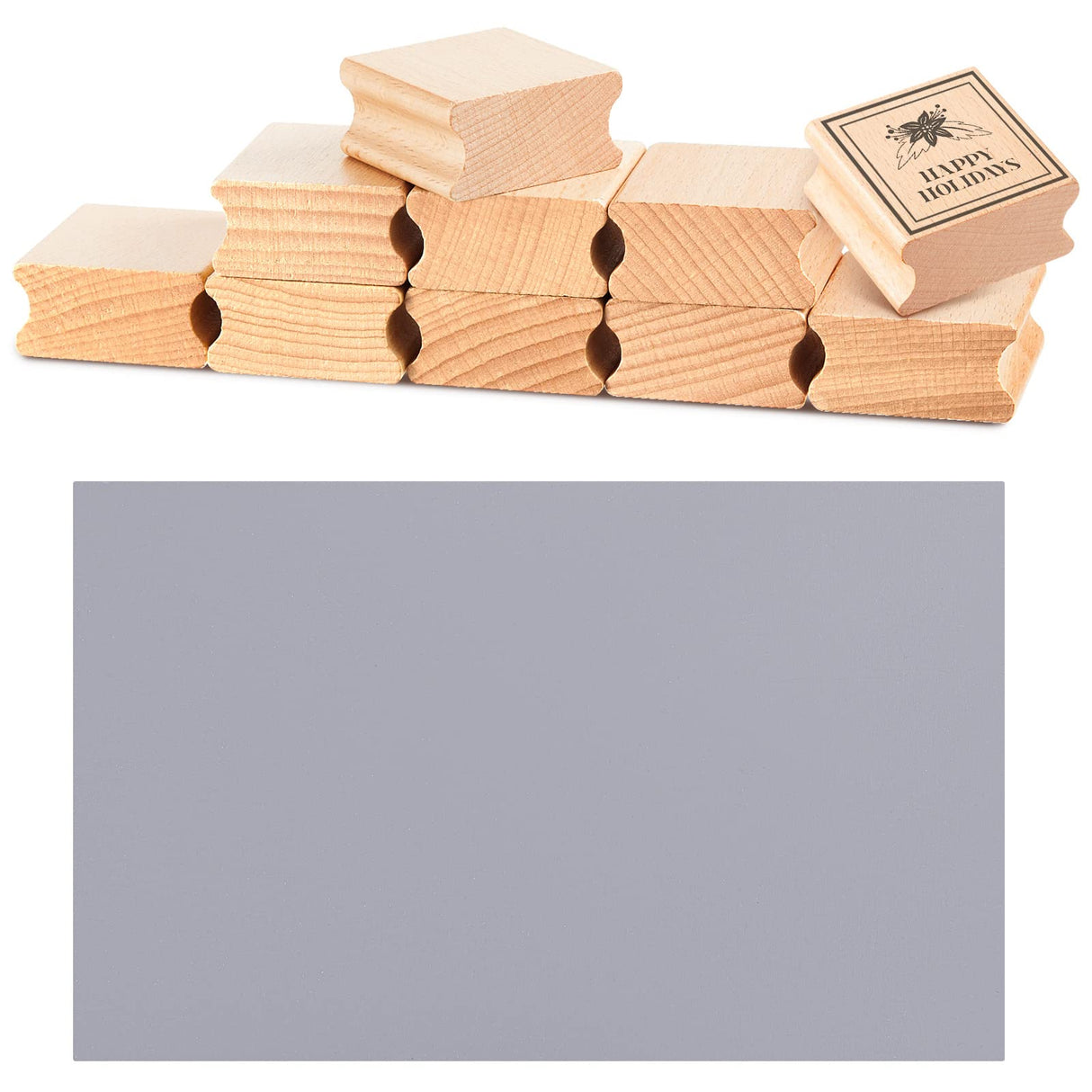 Sasylvia 10 Pcs Blank Hard Wood Rubber Stamp Mounts with A4 Size Grey Rubber Stamp Sheet Laser Engraver Accessories Rubber Stamp Carving Tools Soft Sasylvia