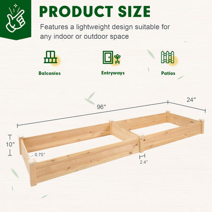 Omelaza Outdoor Wooden Raised Garden Bed Patio Planter Kit Box Grow for Deck Balcony Vegetables Flowers Gardening - Natural (8ft)