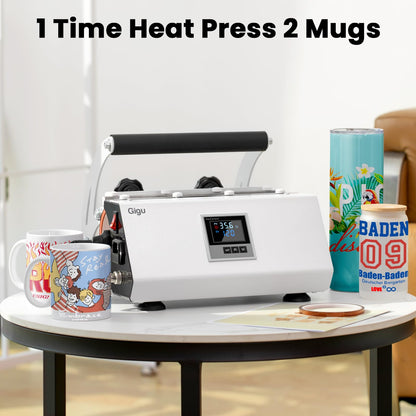 Gigu Tumbler Heat Press Machine for 20oz-30oz Sublimation Blanks Tumblers Press, 11-16oz Mug Press with Sublimation Paper Heat Tape & Gloves, Coffee - WoodArtSupply