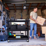 Goplus 3-Tier Utility Cart, Heavy Duty Commercial Service Tool Cart w/Lockable Wheels, 330lbs Load Capacity, Ergonomic Handle, Rolling Mechanic Tool Goplus