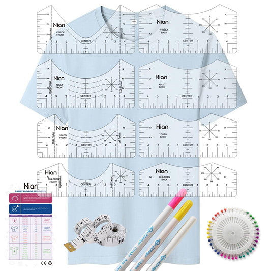 13pcs Tshirt Ruler Guide for Vinyl Alignment T Shirt Ruler to Center Designs T-Shirt Alignment Tool for Vinyl Placement Tee Shirt Guide Ruler for