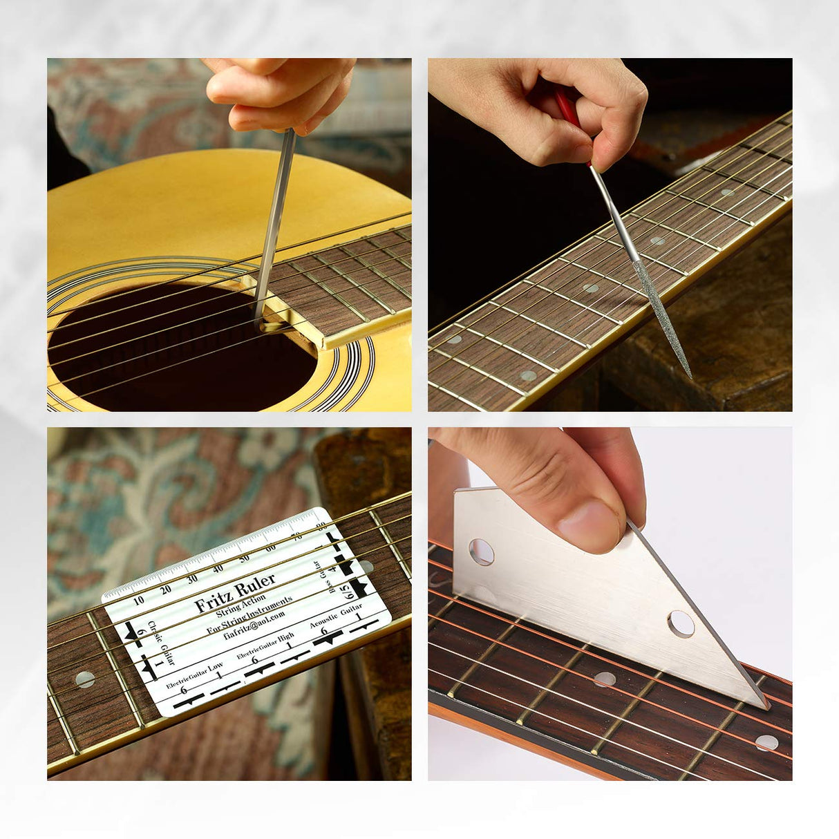 MIFOGE 25Pcs Guitar Repairing Tools Kit Setup Kit with Carry Bag for Acoustic Electric guitar Ukulele Bass Banjo Maintenance Tool with Ruler Gauge MIFOGE