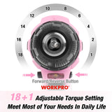 WORKPRO 12V Pink Cordless Drill Driver and Home Tool Kit, Hand Tool Set for DIY, Home Maintenance, 14-inch Storage Bag Included - Pink Ribbon WORKPRO