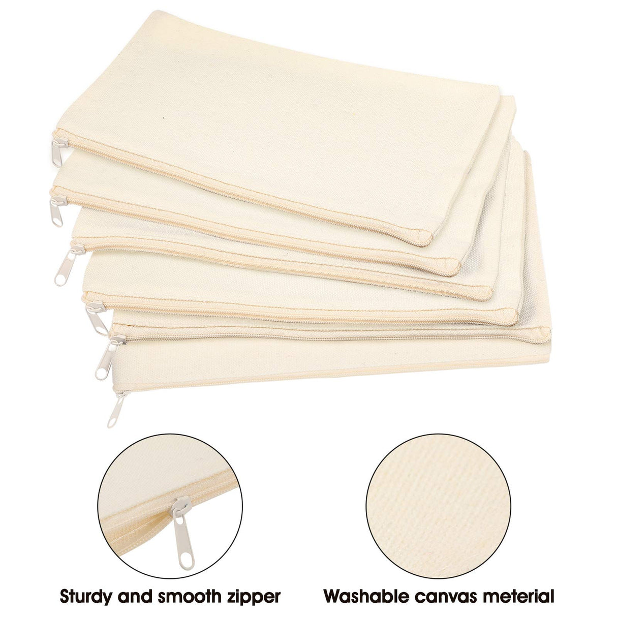 40 Pieces Canvas Pencil Pouch Zipper Makeup Cosmetic Bags Case Blank Craft DIY Bags Multipurpose Toiletry Stationary Storage Bag for Women Students Shappy