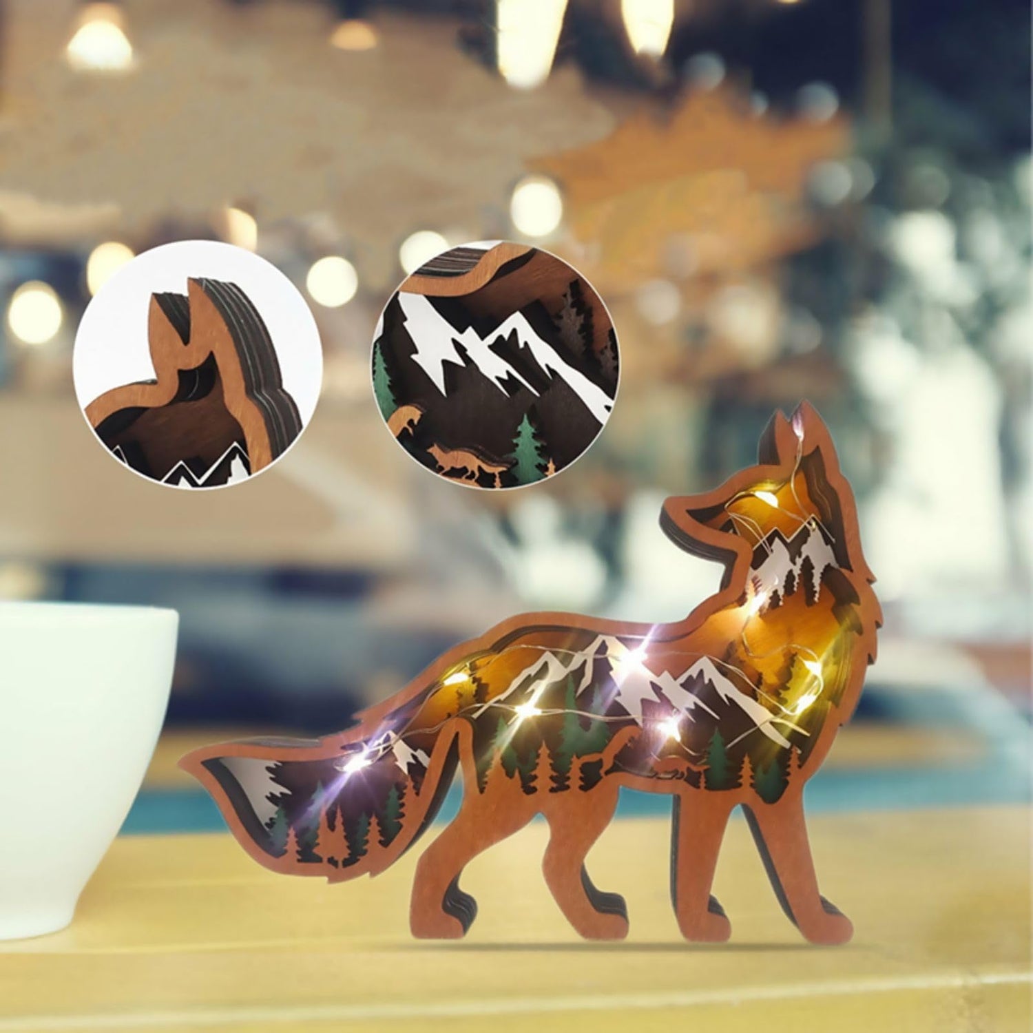 3D Wood Carved Animal Lamp - Warm LED Night Light for Home Decor Drawelry