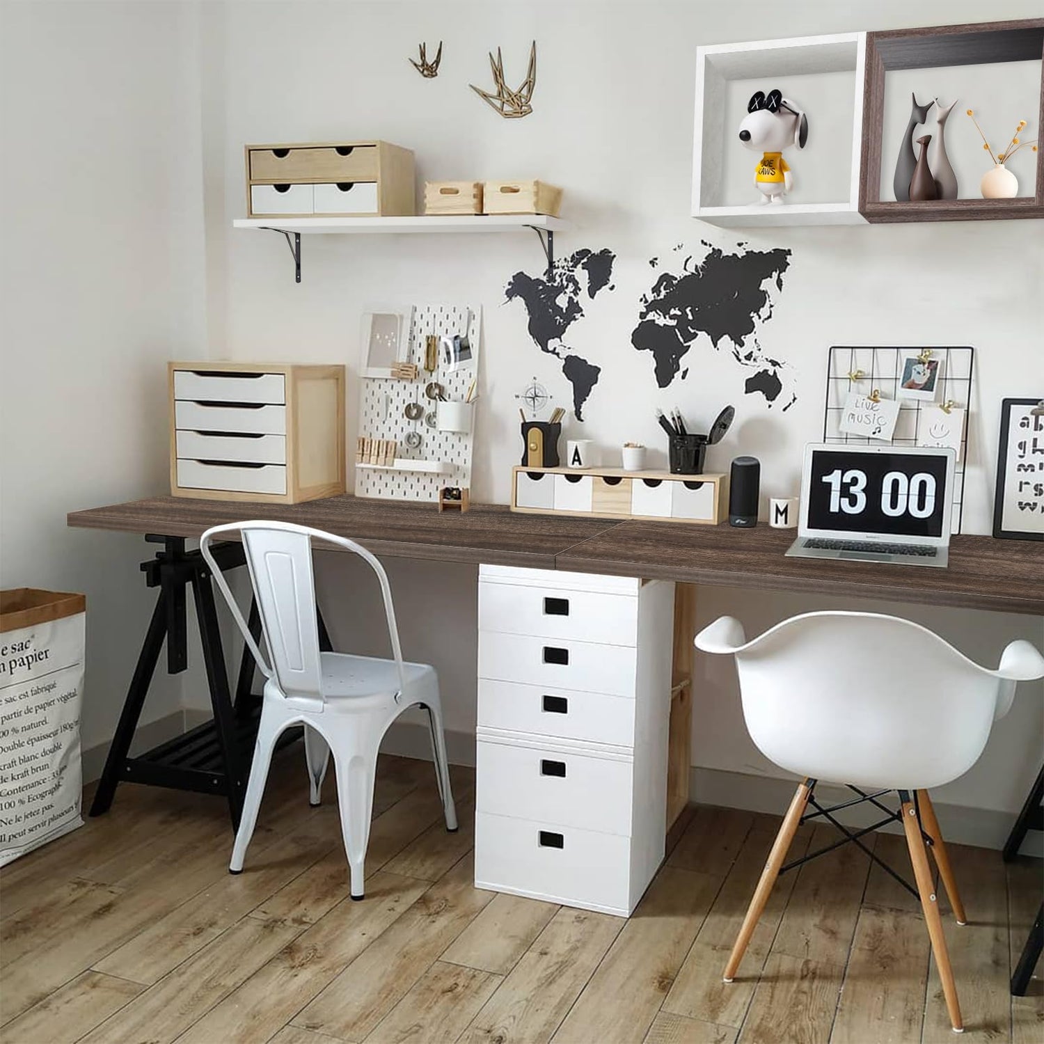 Kaboon 59.1x20 inches Tabletop Rustic Wood, Large One-Piece Wood Countertop for Workbench, Rectangular, Home or Commercial Use, 1 inch Kaboon