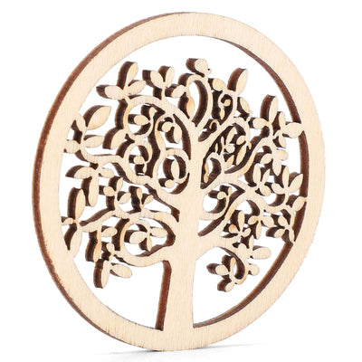 48Pcs Organic Tree of Life, Mini Round Tree of Life Unfinished Wooden Plaque Wooden Tree Shape Craft Blank for Christmas, Wedding, Guestbook,
