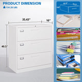 BYNSOE Lateral File Cabinet 3 Drawer,Metal Storage File Cabinet with Lock,Steel Lateral File Cabinet for Legal/Letter A4 Size,Wide File Cabinet for BYNSOE