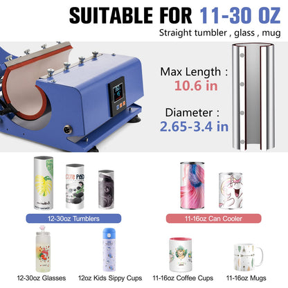 Hitgrand 30 OZ Tumbler Heat Press Machine, Tumbler Press for 30 OZ 20 OZ 16 OZ 11 OZ Straight Sublimation Blanks Skinny Tumbler, DIY Cup Mug Heat