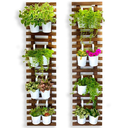 ShopLaLa Wall Planter - 2 Pack, Wooden Hanging Large Planters for Indoor Outdoor Plants, Live Vertical Garden, Plant Wall Mount Flower Pot Holder - WoodArtSupply