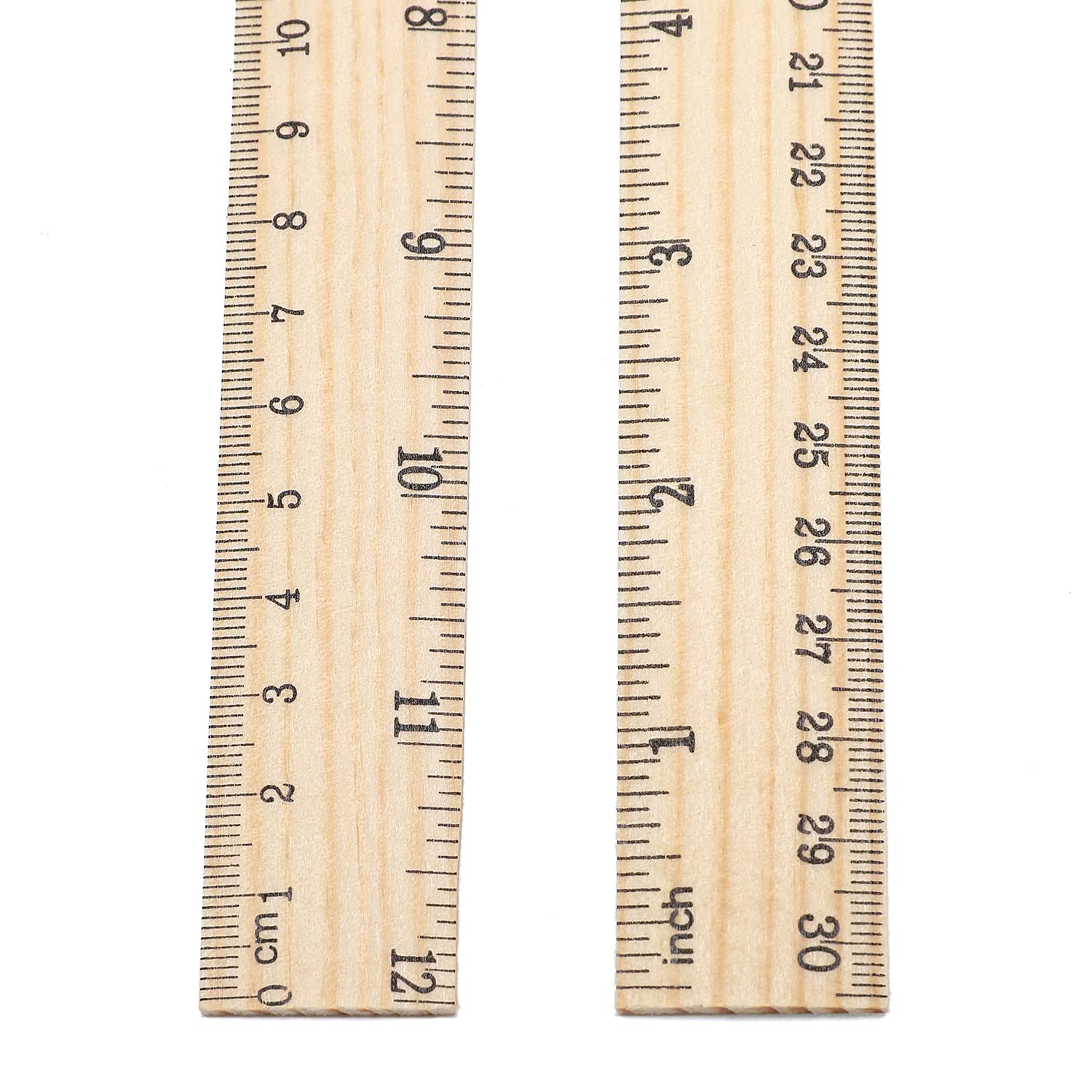 60 Pack Wooden Ruler 12 Inch Rulers Bulk Wood Measuring Ruler Office Ruler 2 Scale - WoodArtSupply