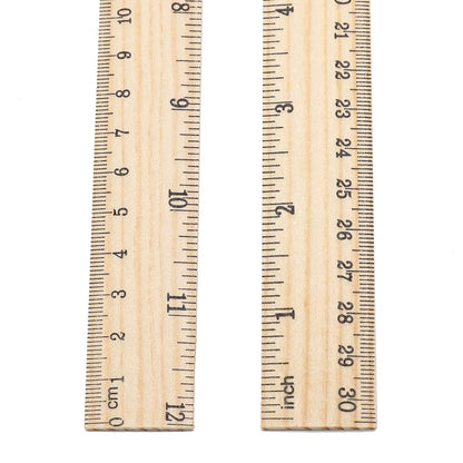 60 Pack Wooden Ruler 12 Inch Rulers Bulk Wood Measuring Ruler Office Ruler 2 Scale - WoodArtSupply