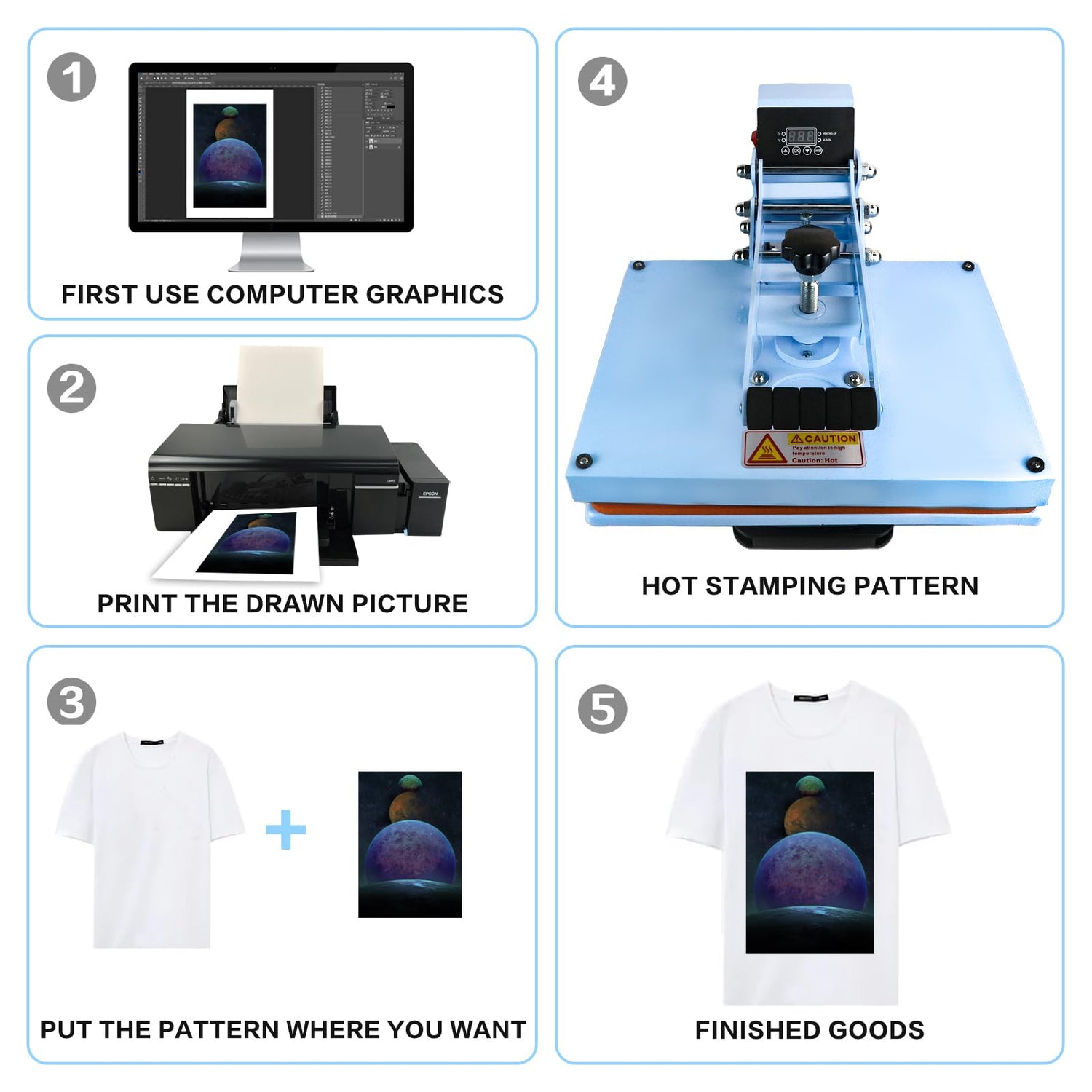 MAIKESUB 15.2x11.6 Inch High Pressure Heat Press Machine Sea Blue for T Shirts Digital Industrial Sublimation Printer for Heat Transfer Vinyl MAIKESUB