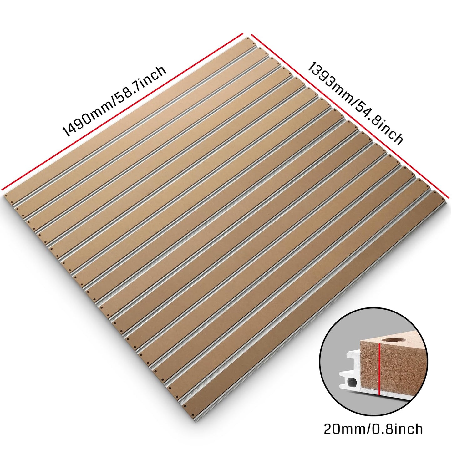 Genmitsu 1313 Aluminum & MDF Hybrid Spoilboard Table for CNC Router Machine PROVerXL 4030 V2 to 1313 XY-Axis Extension Kit, 1490 x 1393 x 20mm - WoodArtSupply