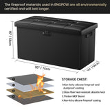 ENGPOW Storage Ottoman Bench,Fireproof Folding Storage Bench with Lock,30 Inches Fire＆Water Resistant Storage Chest Foot Rest Stool Leather Bedroom ENGPOW