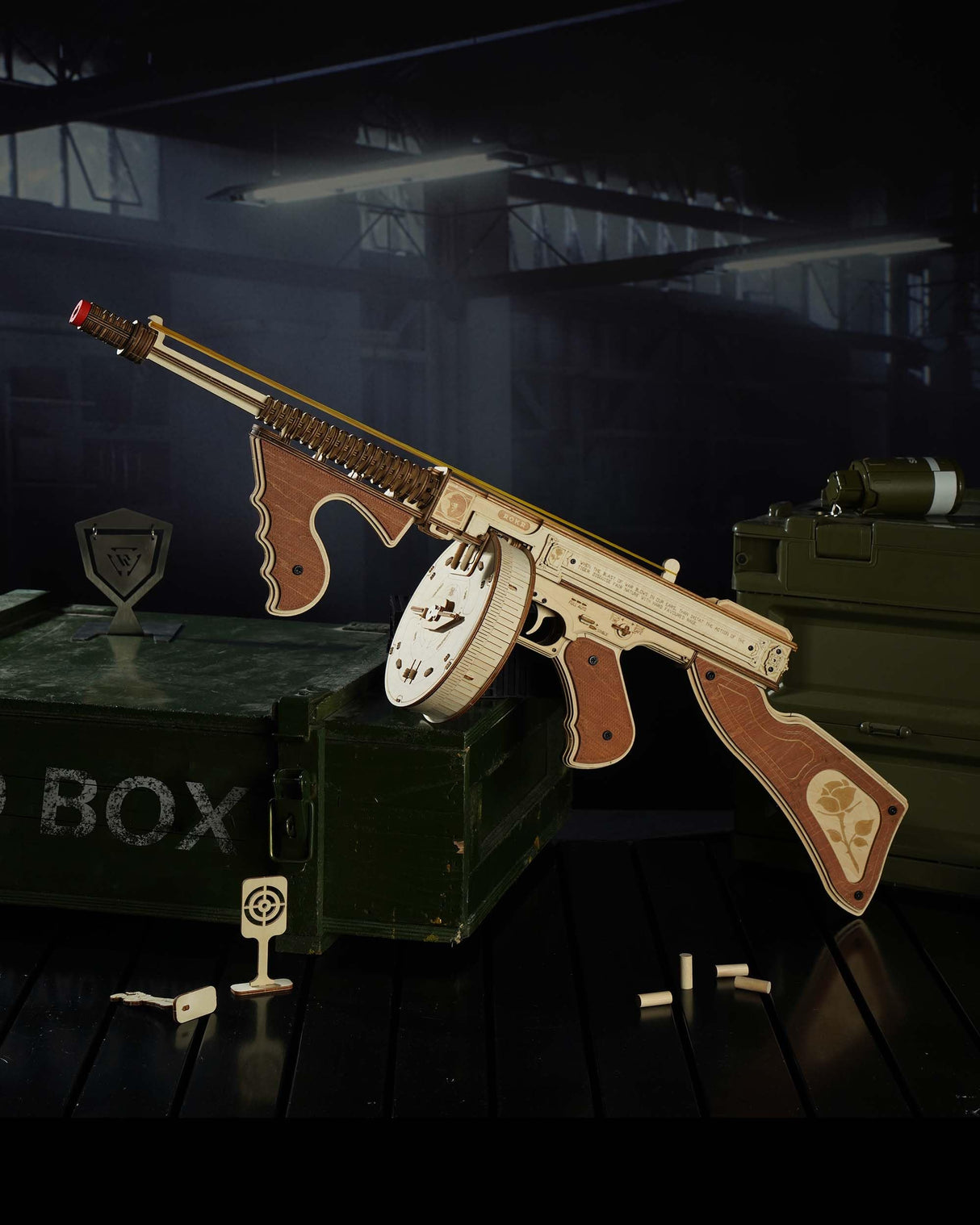 RoWood Tommy Rubber Band Gun 3D Wooden Puzzle Model Kit for Adults and Teens rowood