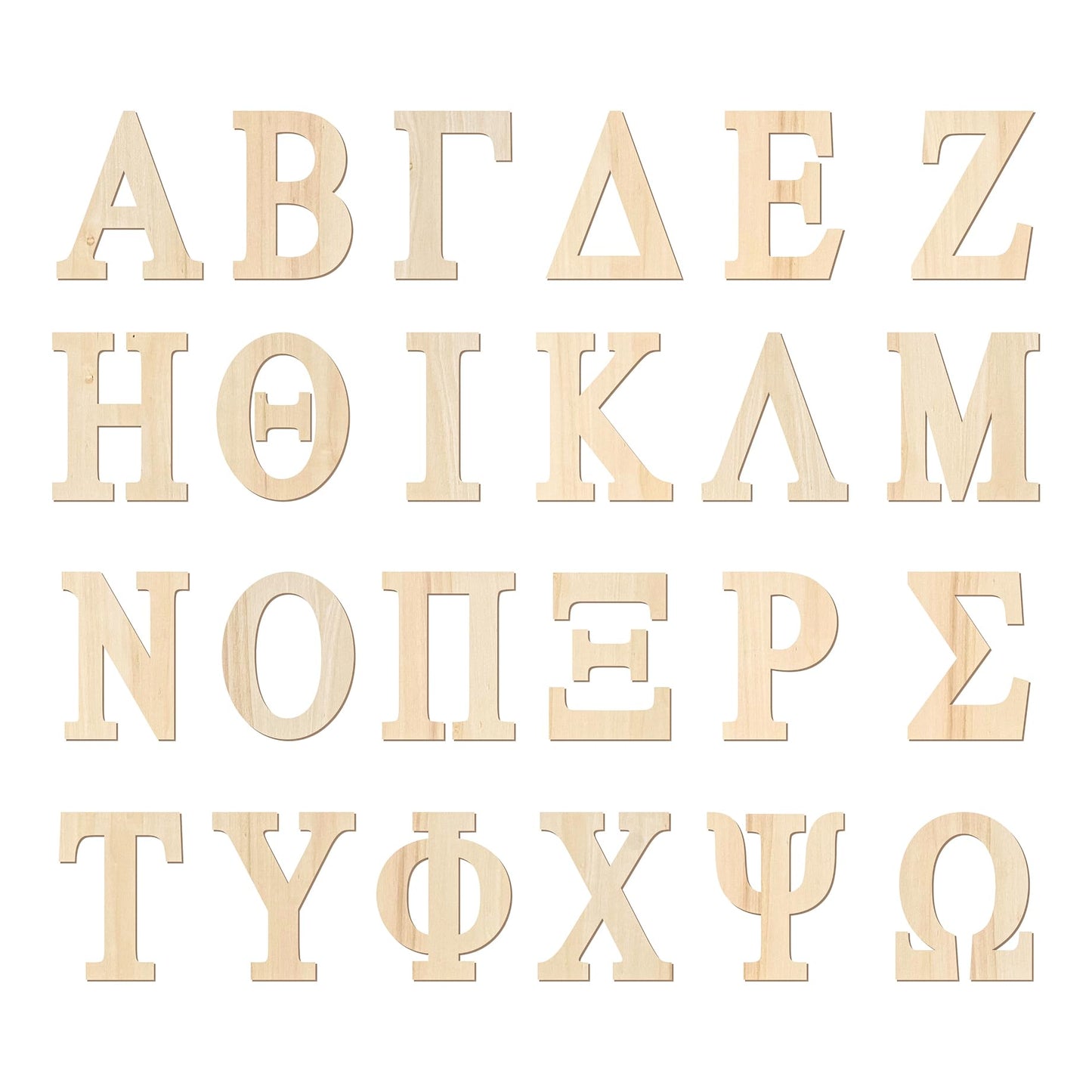 4 Inch 81 Pieces Wooden Greek Letters Crafts Unfinished Wood Greek Alphabets for Sorority/Fraternity/DIY Project/Learning/Wall Decor - WoodArtSupply