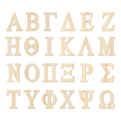 4 Inch 81 Pieces Wooden Greek Letters Crafts Unfinished Wood Greek Alphabets for Sorority/Fraternity/DIY Project/Learning/Wall Decor