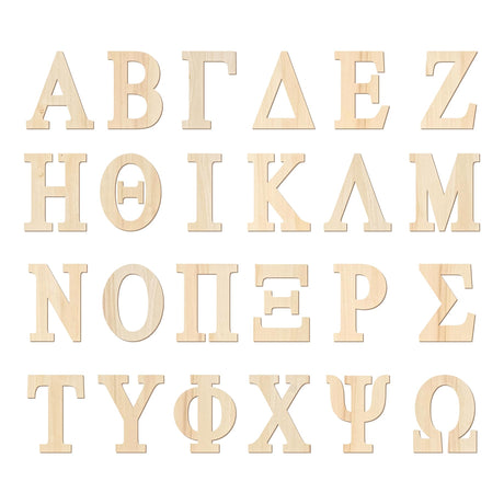 4 Inch 81 Pieces Wooden Greek Letters Crafts Unfinished Wood Greek Alphabets for Sorority/Fraternity/DIY Project/Learning/Wall Decor Cregugua