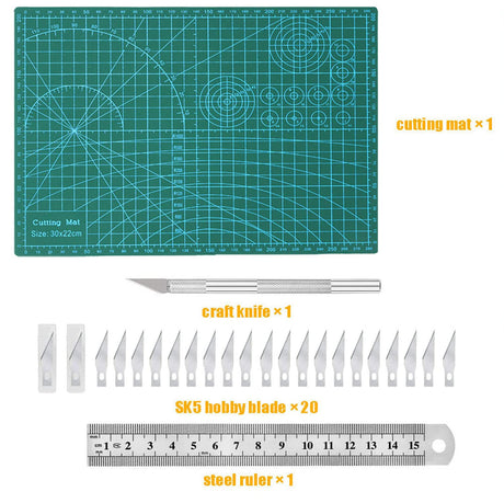 Self Healing Sewing Mat, Exacto Knife Precision Carving Craft Hobby Knife Kit for DIY Art Work Cutting, Hobby, Stencil, Scrapbooking-A4(9"x12") Jneoace