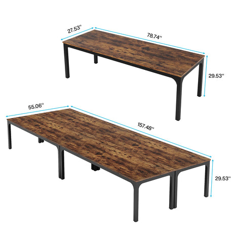 Tribesigns 13FT Conference Table,Large Rectangle Meeting Seminar Table for 12-16 Person,Long Business Tables (Brown, 4PCS) Tribesigns