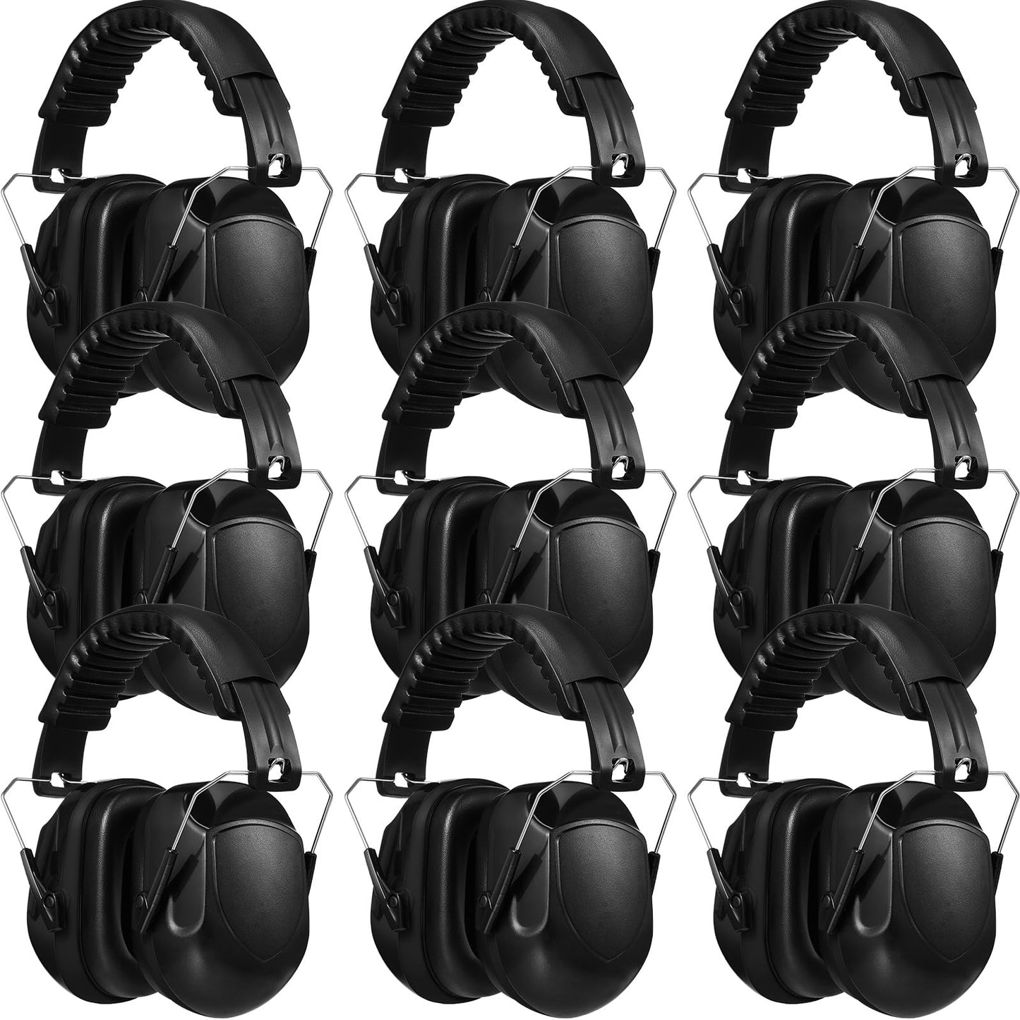 Xuhal 9 Pcs Ear Protection Earmuffs, Adjustable NRR 28dB Noise Reduction Headphone for Shooting Mowing Noise Cancelling (Black) - WoodArtSupply