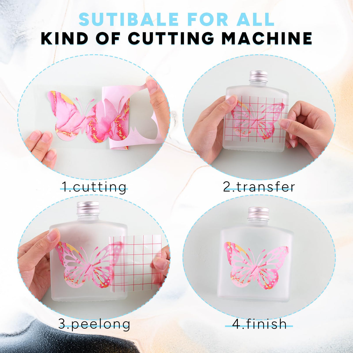 Tintnut Permanent Vinyl - 12 Sheets 12"x10", Marble Permanent Adhesive Vinyl Sheets, Watercolor Gold Pattern Self Sticker Waterproof Vinyl Compatible Tintnut