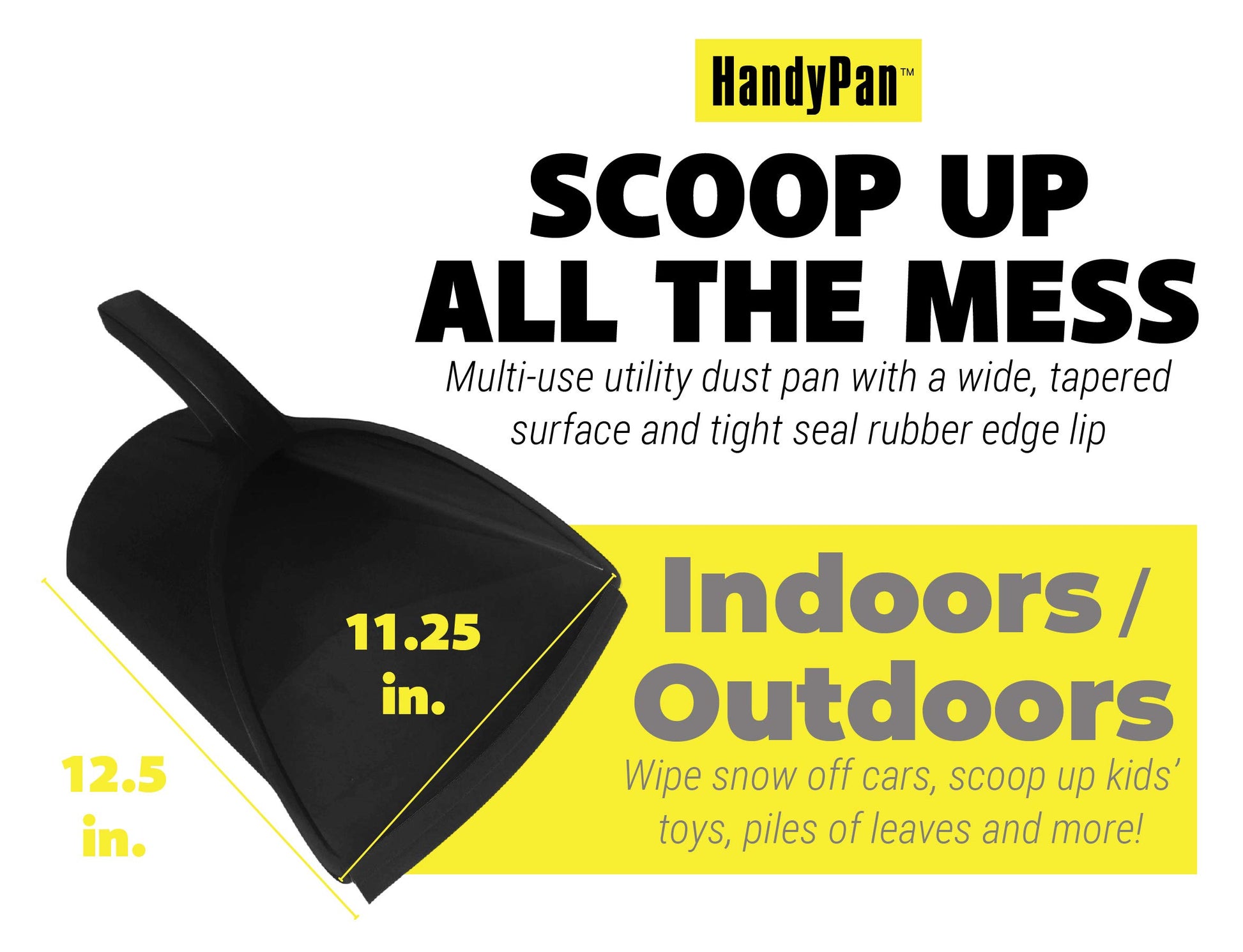 HandyPan Heavy Duty Dustpan, Black - Large Dust Pan Made in the USA with Tight Seal Lip to Keep Dust, Dirt, Debris In-Great for Home, Shop, Garage, - WoodArtSupply