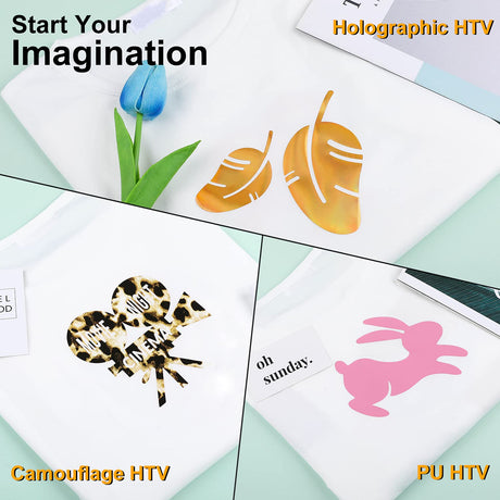 CAREGY HTV Heat Transfer Vinyl Bundle: 75 Pack 12" x 10" Iron on Vinyl for T-Shirt, 57 Assorted Colors for All Cutter Machine or Heat Press Machine CAREGY