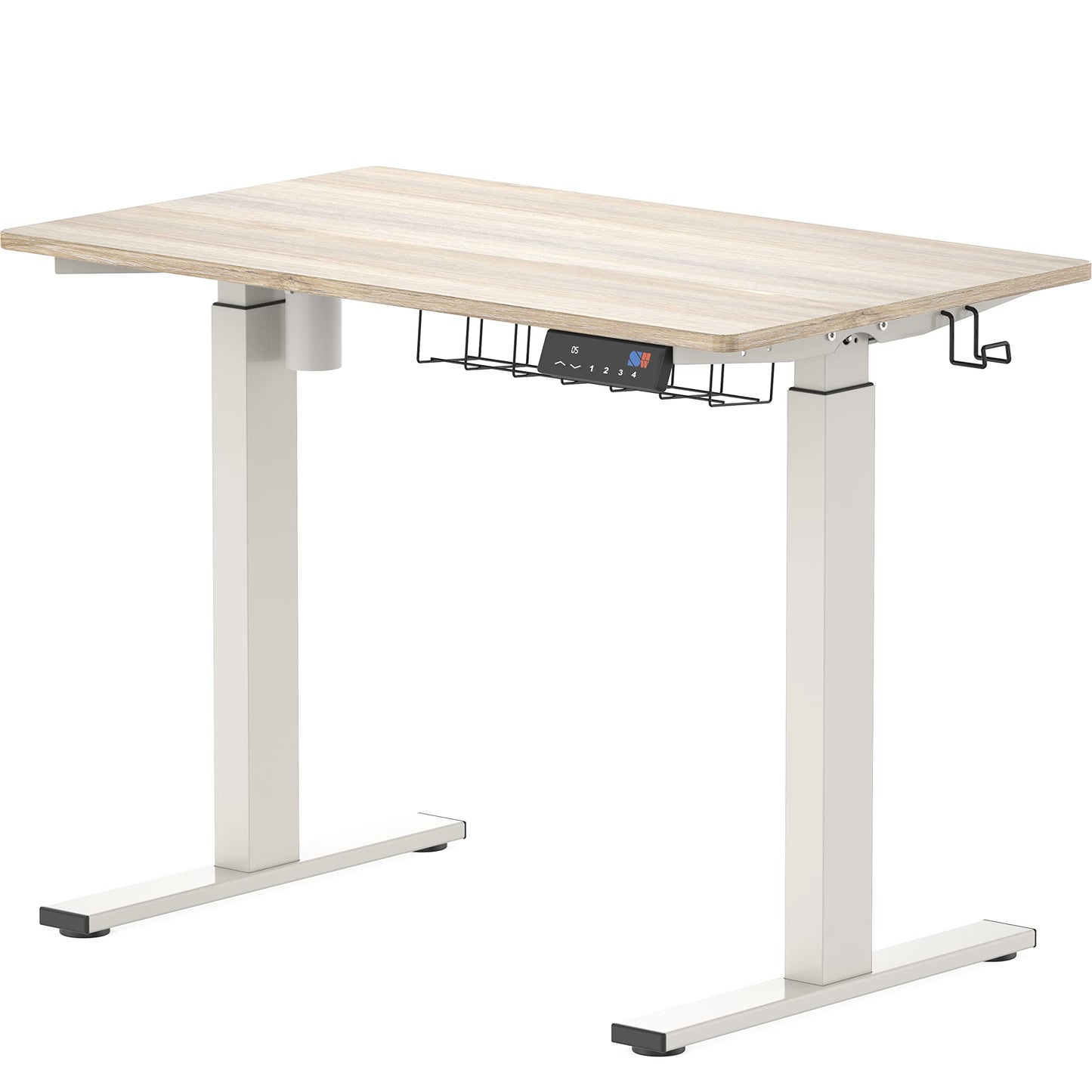 SHW Memory Preset Electric Height Adjustable Standing Desk, 40 x 24 Inches, Maple - WoodArtSupply