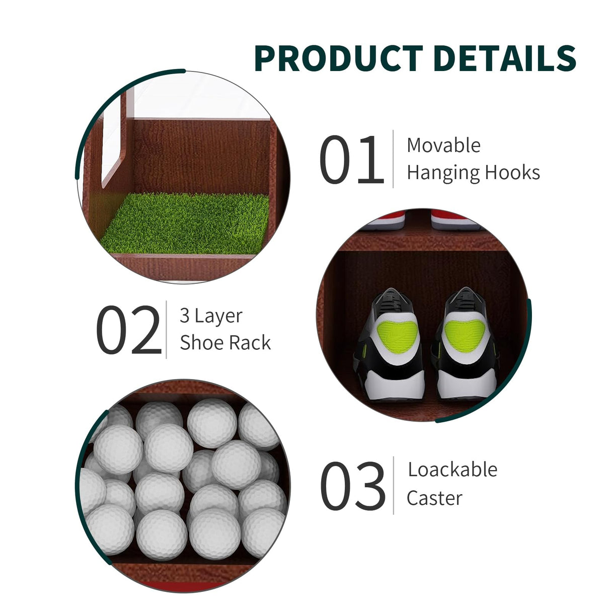 SuniBoxi Golf Bag Organizer, Premium Wooden Golf Storage Rack, Stylish Heavy-Duty Golf Bag Storage Rack for Garage, Indoor Spaces, Basements, and SuniBoxi