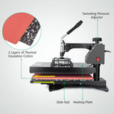 Slendor Heat Press 15x15 Inch 5 in 1 Heat Press Machine 360-Degree Swing Away Digital T Shirt Pressing Machine Multifunction Heat Transfer Slendor