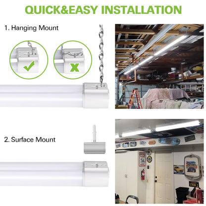 Hykolity 2 Pack 4FT Linkable LED Shop Light for Garage, 4400lm, 4FT 42W Utility Light Fixture, 5000K Daylight LED Workbench Light with Plug, Hanging