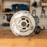 POWERTEC 71022 dia 6-1/2" Clear Acrylic Router Sub Base Plate w/Centering Pin, Screws and Multiple Holes, Fits Porter Cable, Bosch, Craftsman, POWERTEC