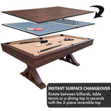 Freetime Fun 7 FT 3 in 1 Multi Game Pool Table with Dining Top Pool Table Ping Pong Table Combo, Includes Pool Table Accessories and Tennis Paddles Freetime Fun