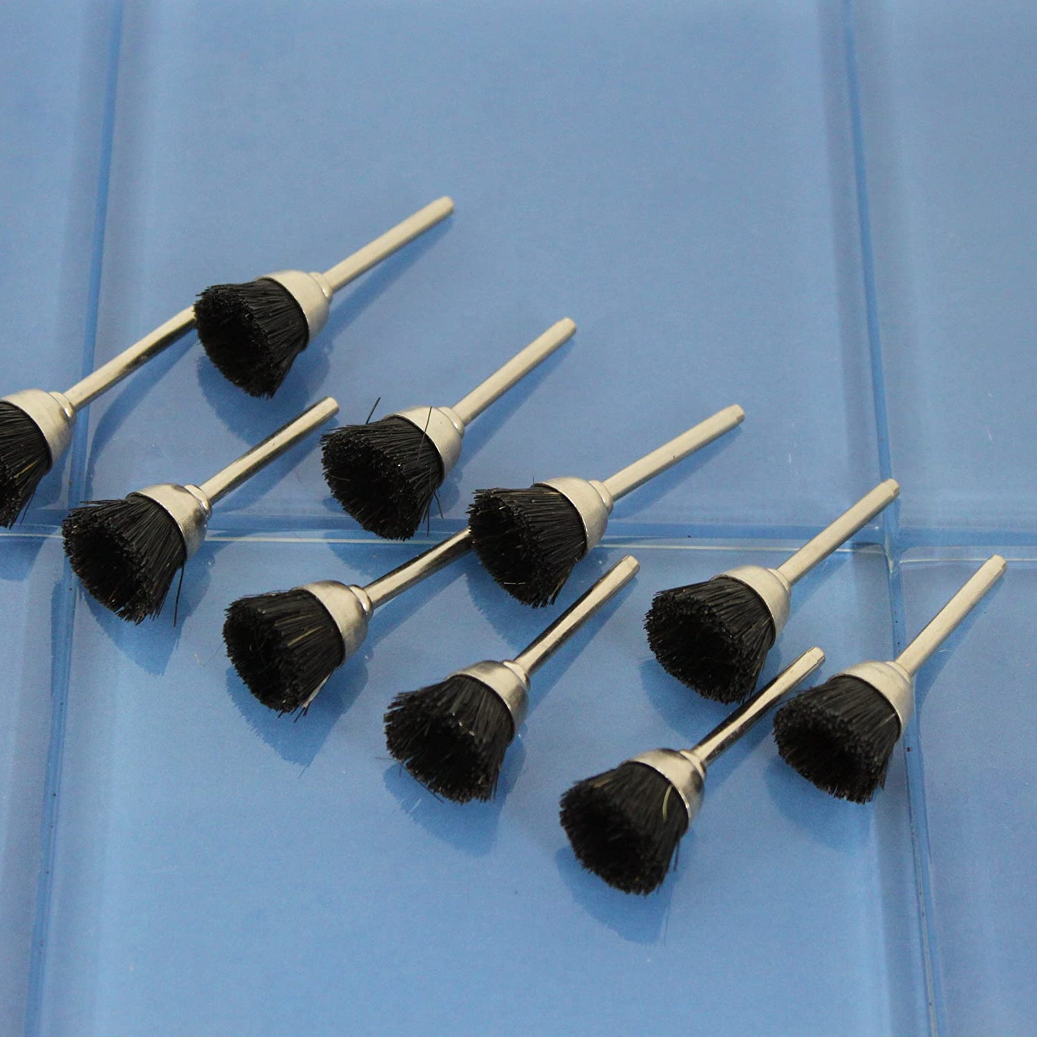TEMO 10 pc Nylon Plastic Bristle 1/2 Inch Cup Wire Brush #404 1/8 Inch Shank for Dremel Rotary Tools - WoodArtSupply