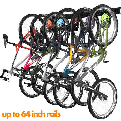 TORACK Bike Storage Rack, 6 Bike Racks & 5 Hooks for Garage, Wall Mount Vertical Bicycles Hanger for Home Space Saving, up to 600lbs, 64-inch TORACK