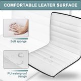 OFIKA Office Desk Chair, Adjustable Task Chair, Low Back Faux Leather Ribbed Swivel Chair, Armless Home Rolling Vanity Chair Retro with Wheels, OFIKA