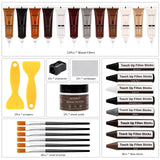 DEWEL Wood Furniture Repair Kit, 31 Pcs Scratch Repair Wood Filler, Wax Sticks with Wood Putty for Wood Floors, Scratches, Cracks, Hole, Laminate, DEWEL